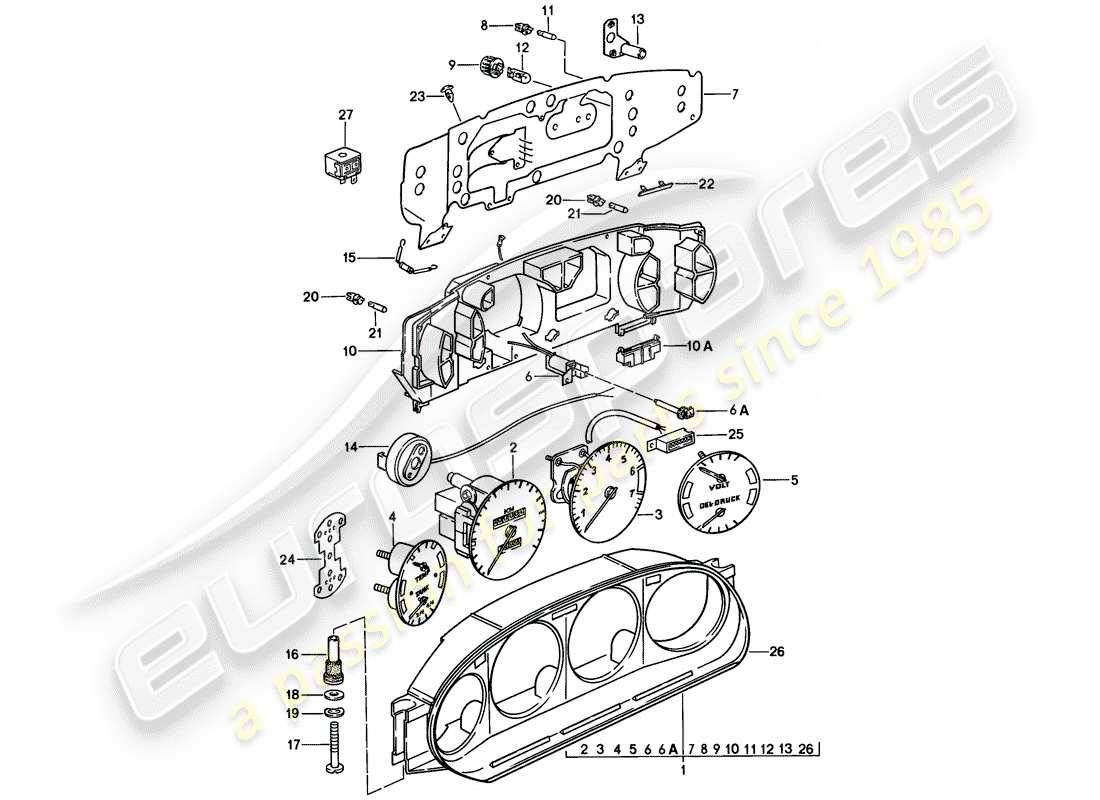porsche 1984 (928) groupe d'instruments schéma des pièces