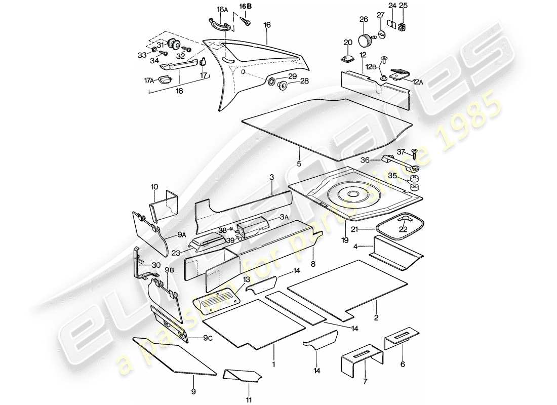 porsche 1982 (928) garnitures schéma des pièces