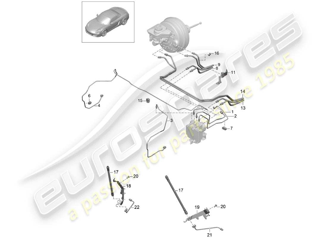 porsche 2012 (981 boxster) conduites de frein schéma des pièces