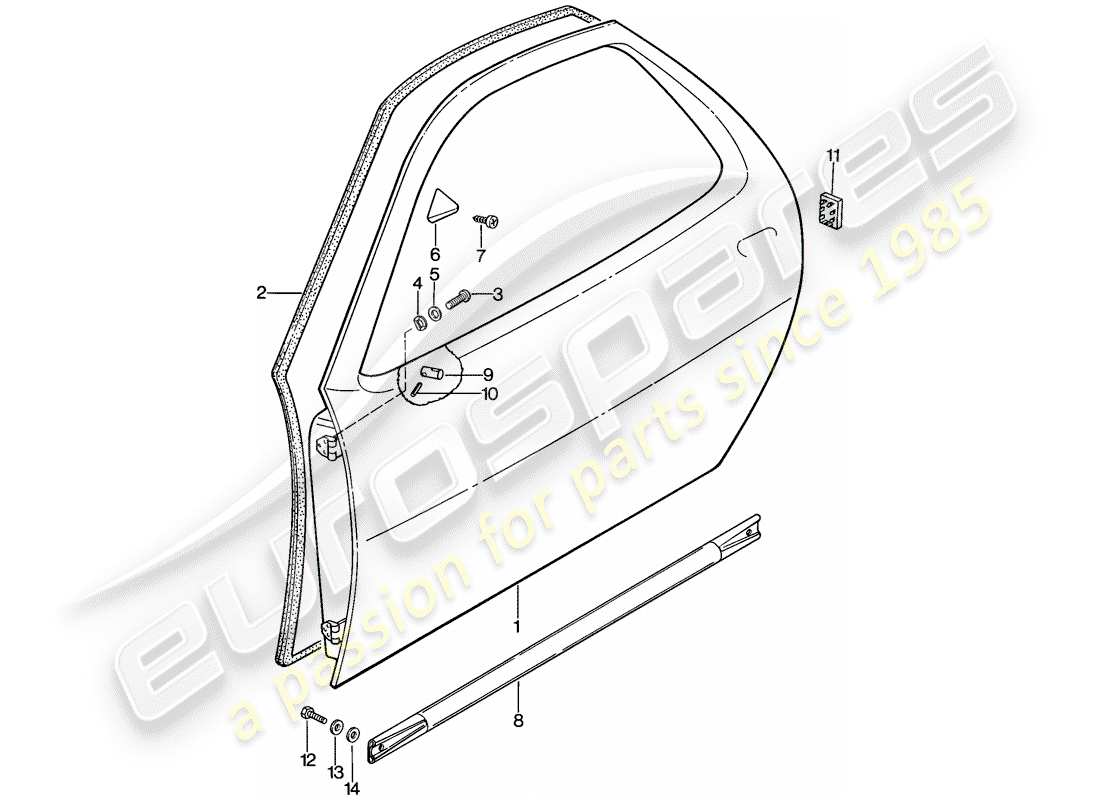 porsche 1982 (928) coque de porte schéma des pièces