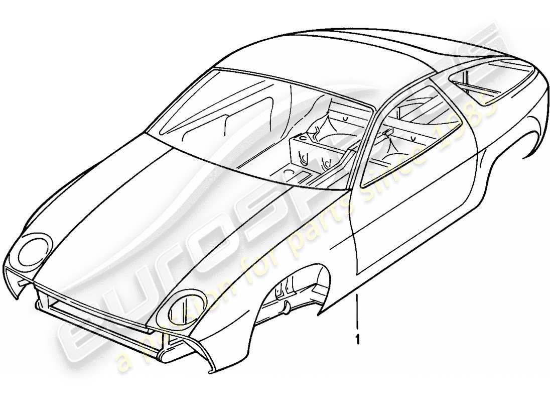 porsche 1981 (928) carrosserie - apprêtée - scellée - avec : - protection de sous-caisse - coques peut seulement - uniquement disponible à partir d'actuel - année modèle disponible schéma des pièces