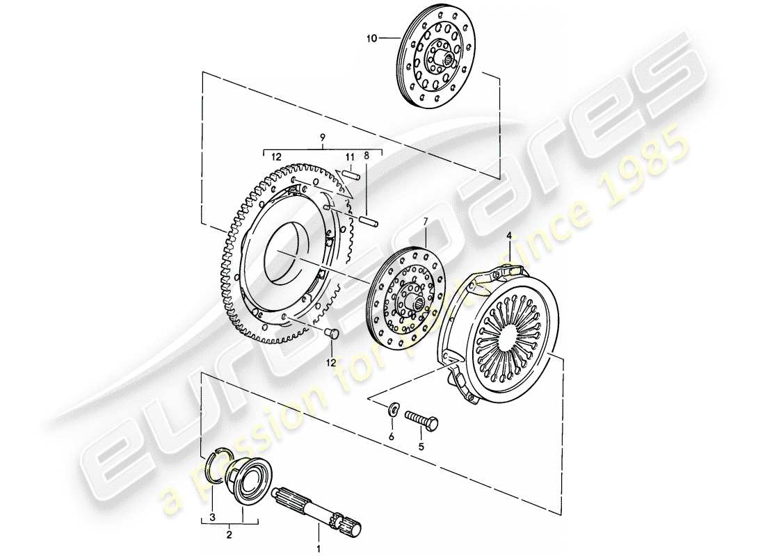 porsche 1986 (928) embrayage schéma des pièces