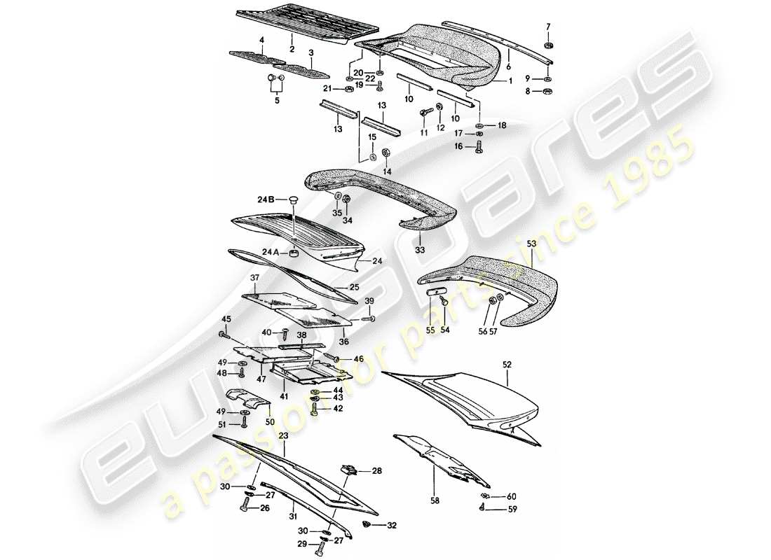porsche 1982 (911) aileron arrière schéma des pièces