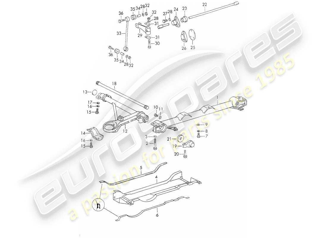 porsche 1972 (911) essieu avant - stabilisateur schéma des pièces