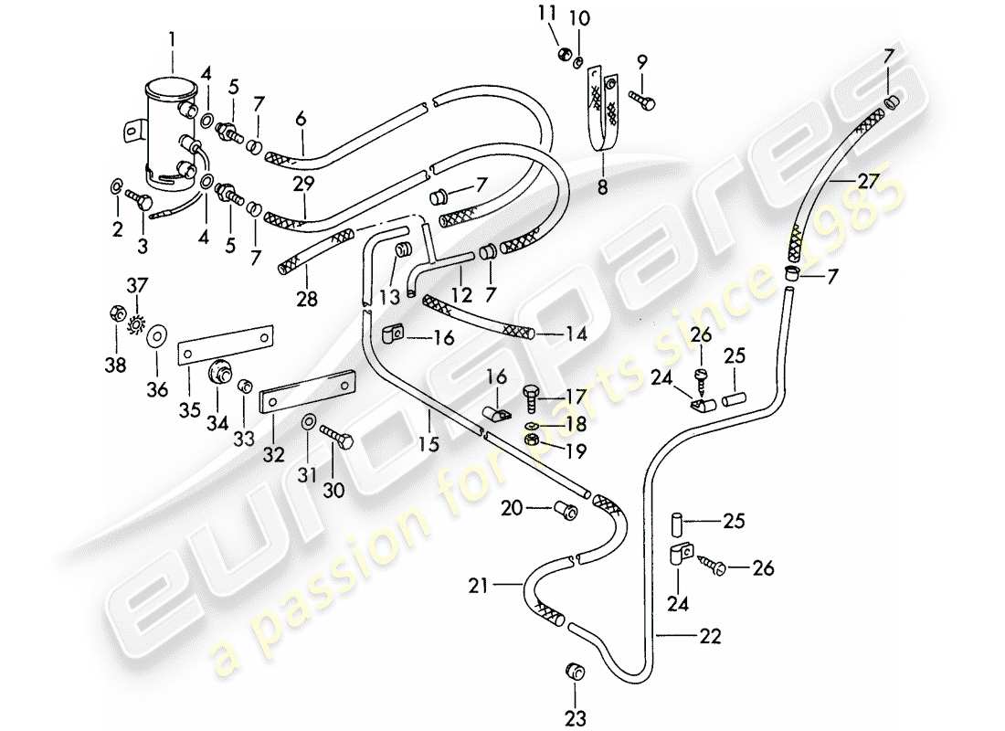 porsche 1961 (356b/356c) pompe à carburant - et - conduite de carburant schéma des pièces