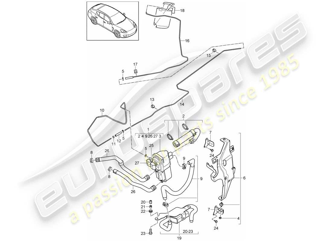 porsche 2011 (panamera 970) chauffage d'appoint schéma des pièces