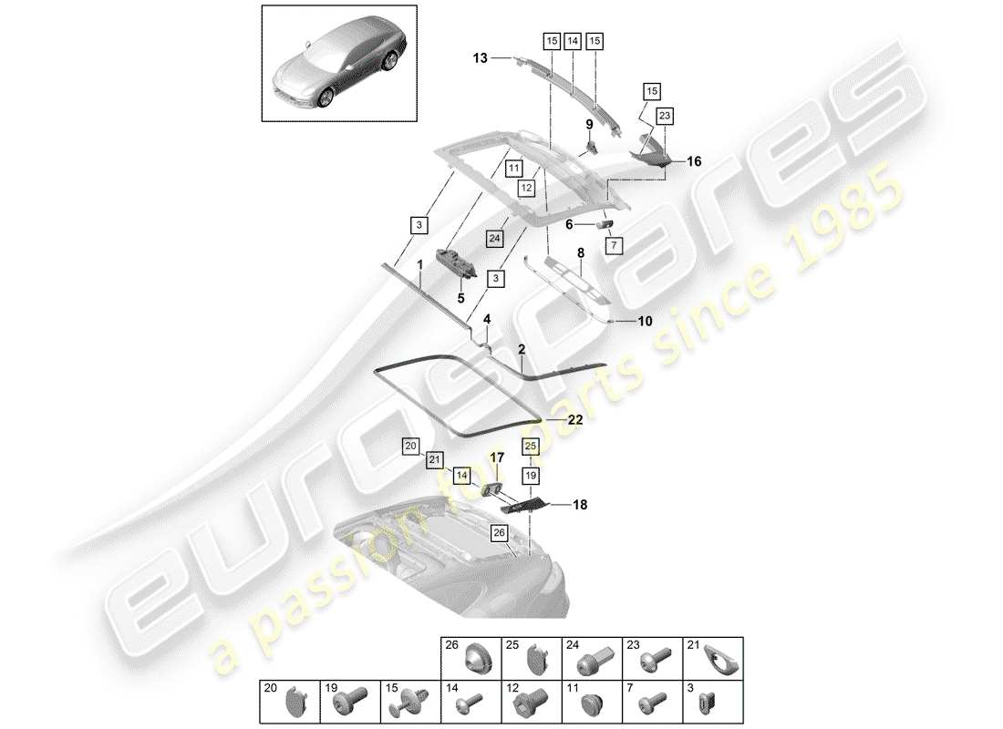 porsche 2019 (panamera 971-1) joints schéma des pièces