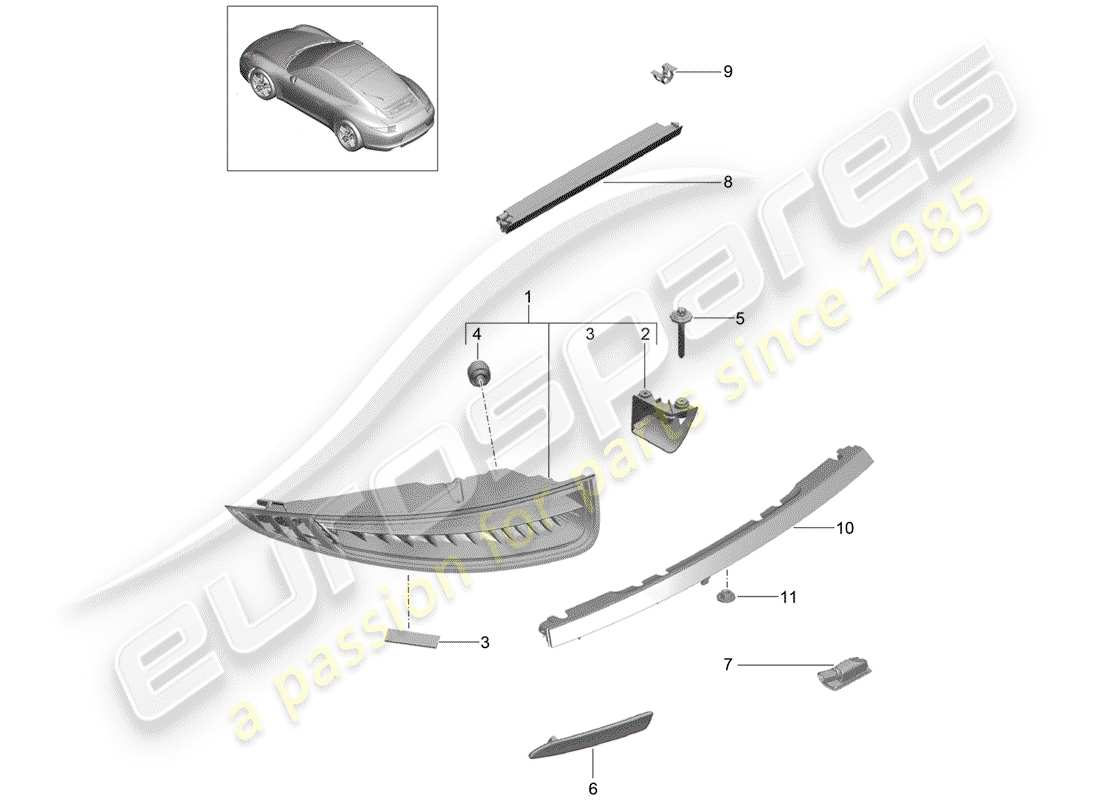 porsche 2013 (991-1) feu arrière schéma des pièces