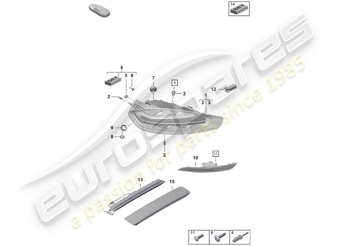 porsche 2019 (718 boxster spyder) feu arrière schéma des pièces