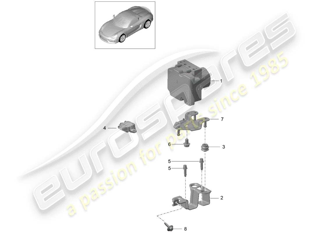 porsche 2016 (981 boxster spyder) unité hydraulique schéma des pièces