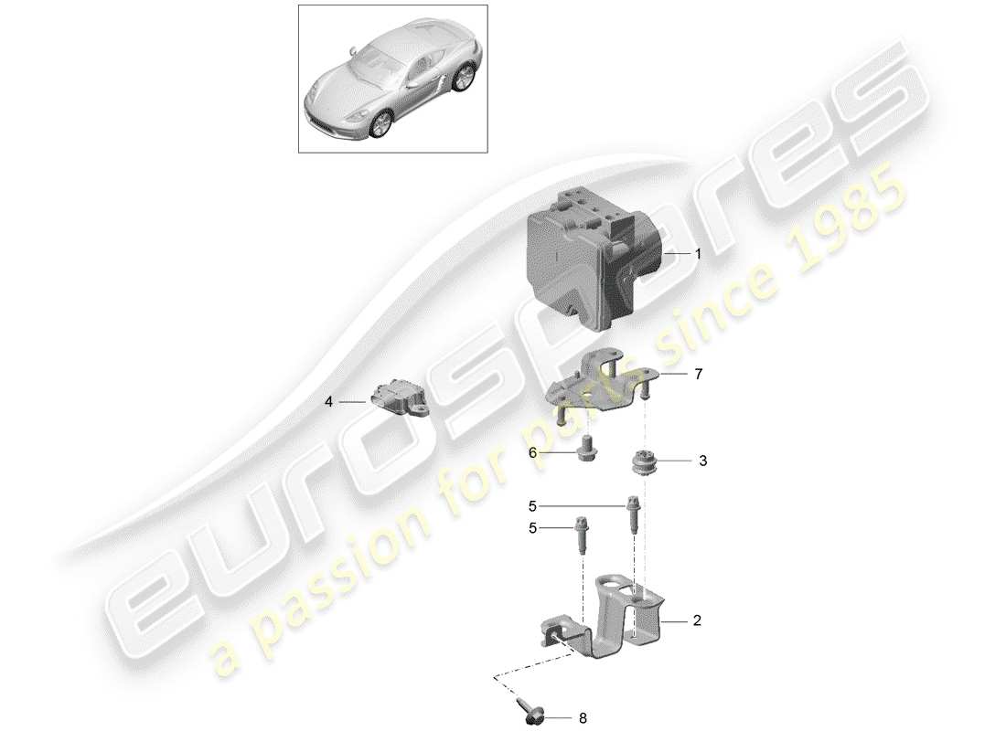 porsche 2017 (718 cayman) unité hydraulique schéma des pièces