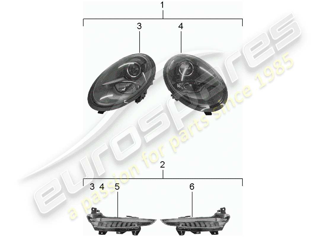 porsche 2017 (tequipment 98x/99x) schéma des pièces des phares