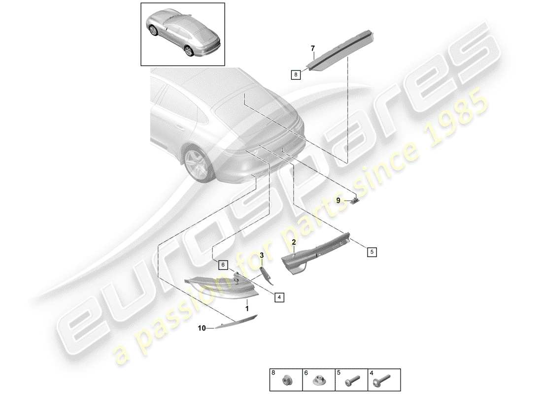 porsche 2017 (panamera 971-1) feu arrière schéma des pièces