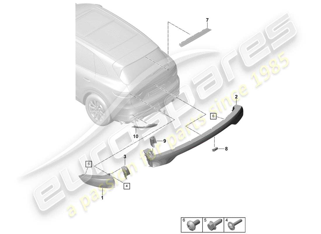 porsche 2020 (cayenne e3 9ya/9yb) feu arrière schéma des pièces