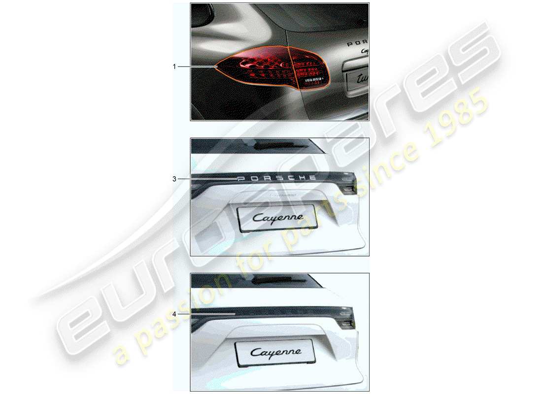 porsche 2012 (tequipment cayenne) feu arrière schéma des pièces