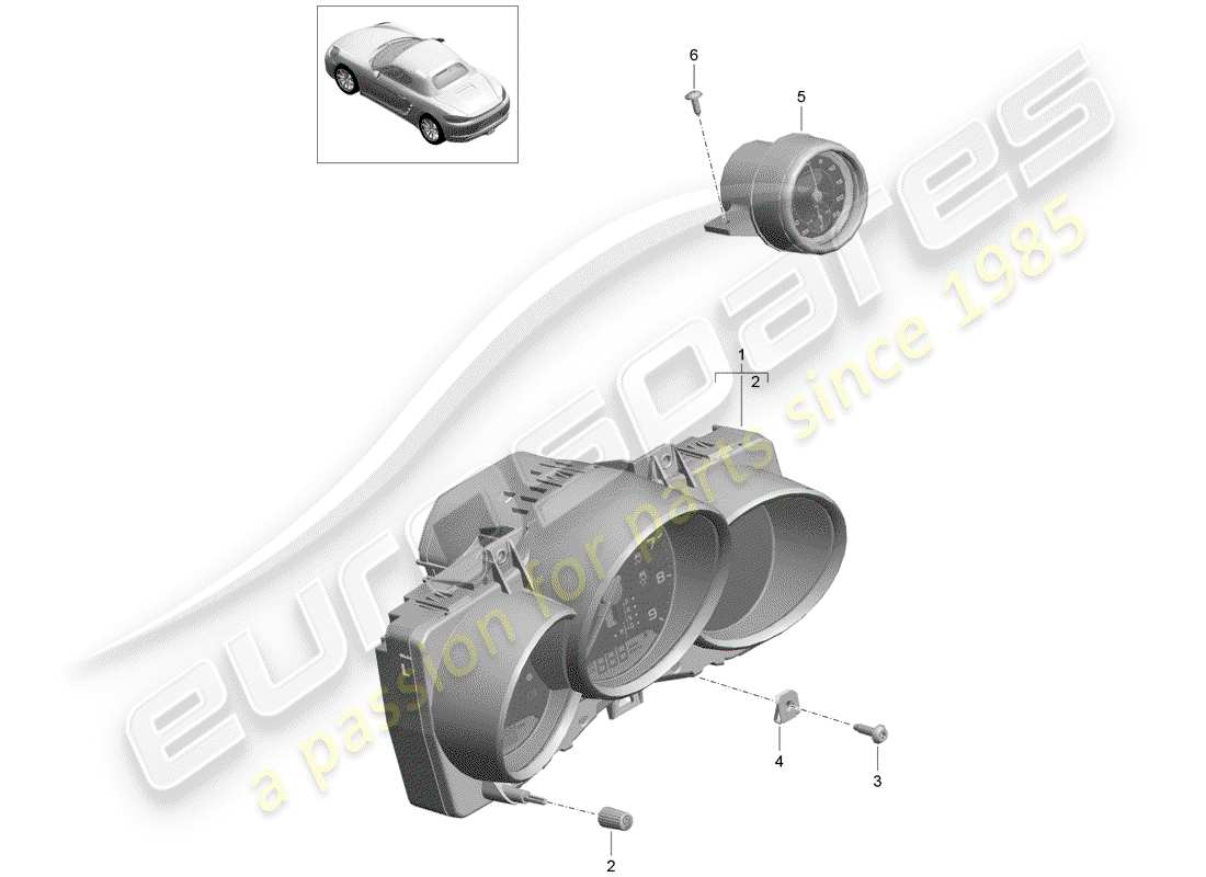 porsche 2020 (718 boxster) groupe d'instruments schéma des pièces