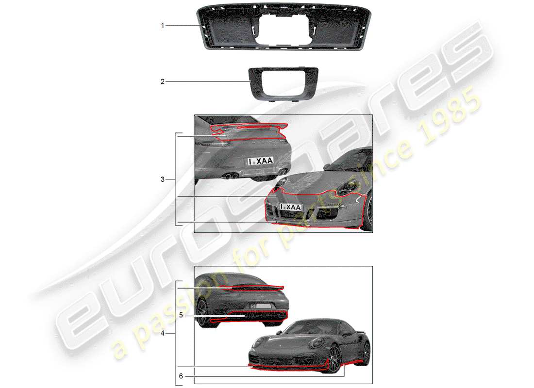 porsche 2017 (tequipment 98x/99x) diagramme des pièces aerokit