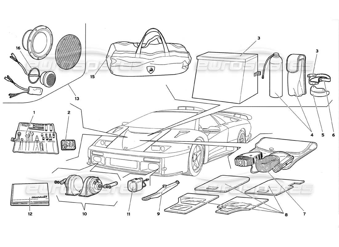 lamborghini diablo gt (1999) accessoires schéma des pièces