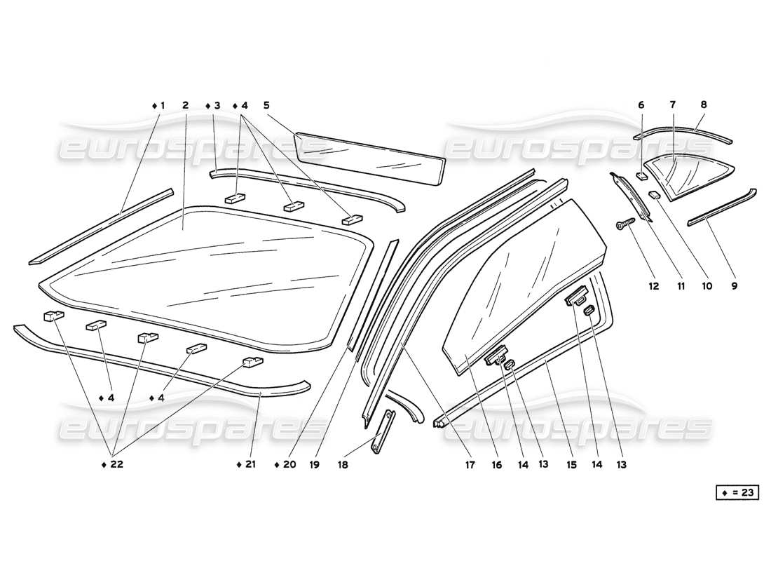 lamborghini diablo 6.0 (2001) diagramme de pièces windows