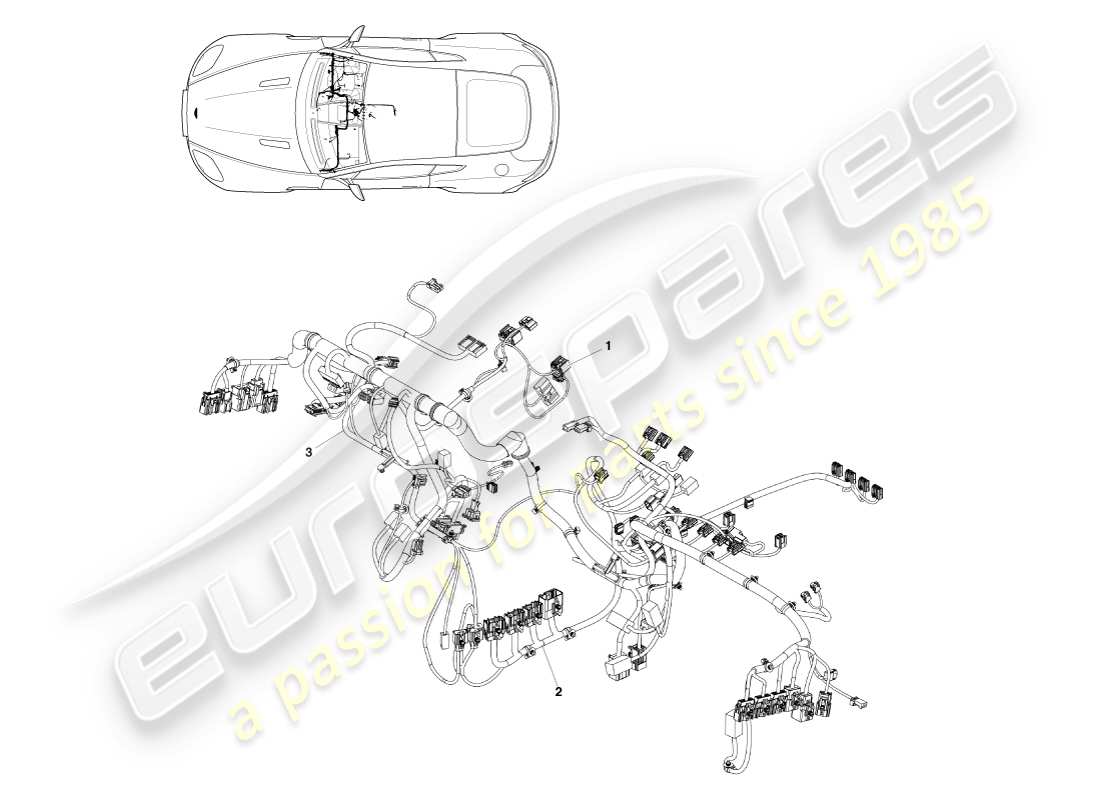 aston martin v8 vantage (2007) diagramme des pièces du faisceau ip