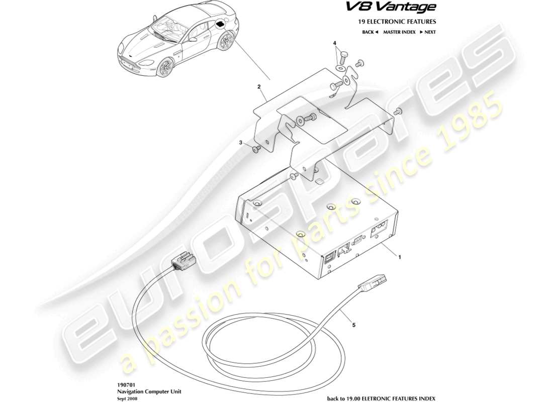 aston martin v8 vantage (2008) navigation, vers 12my diagramme de pièce