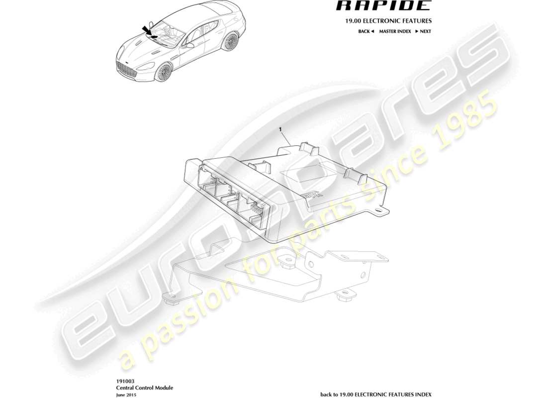 un schéma de pièces du catalogue de pièces aston martin rapide (2011)