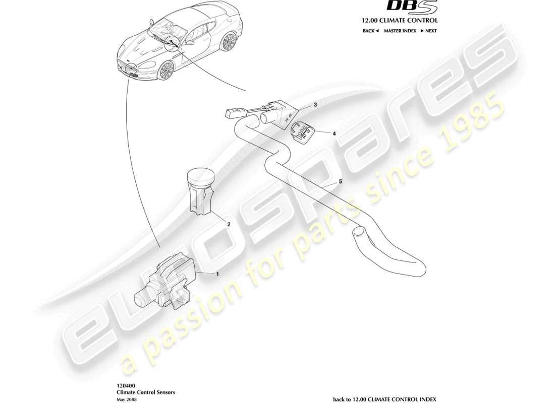 aston martin dbs (2010) diagramme des pièces des capteurs