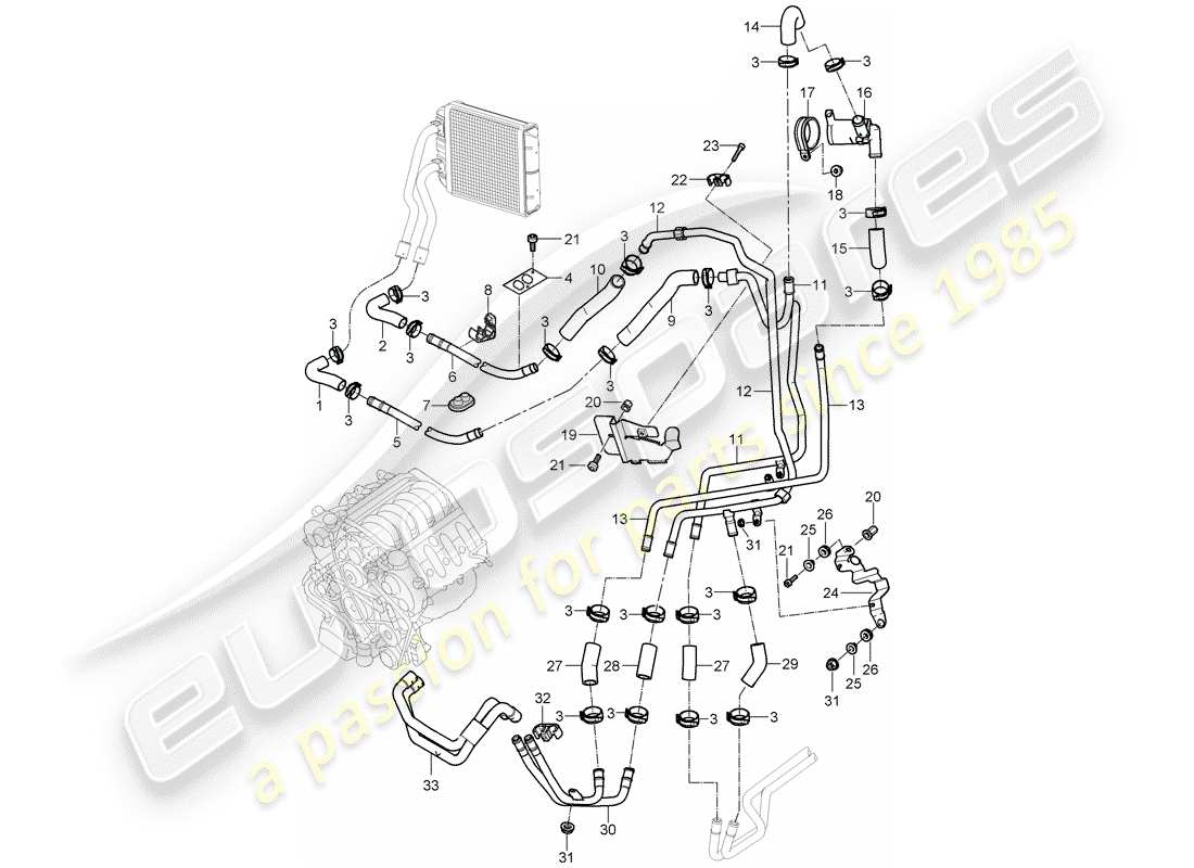 un schéma de pièces du catalogue de pièces porsche 2004 (cayenne e1 9pa)