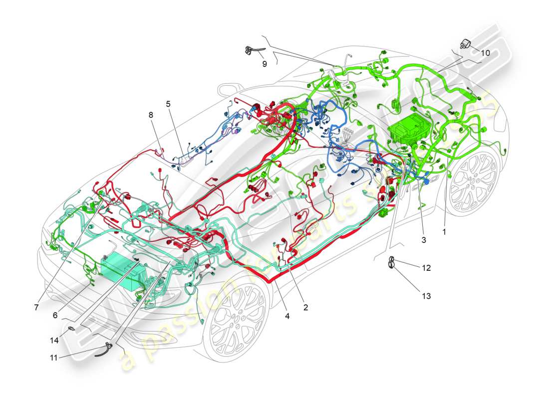 un schéma de pièces du catalogue de pièces maserati granturismo (2011)