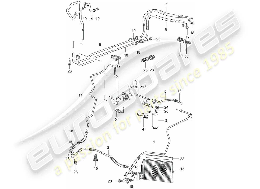 porsche 2008 (987 cayman) circuit frigorifique schéma des pièces