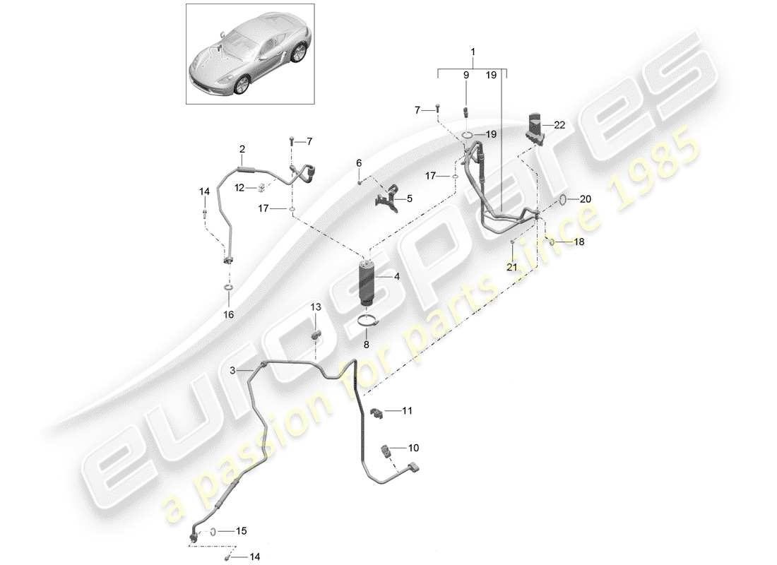 porsche 2020 (718 cayman) circuit réfrigérant schéma des pièces
