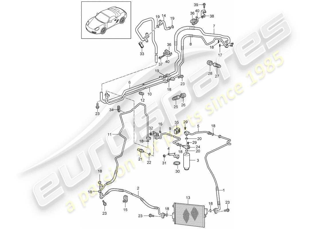porsche 2012 (987 boxster) circuit frigorifique schéma des pièces