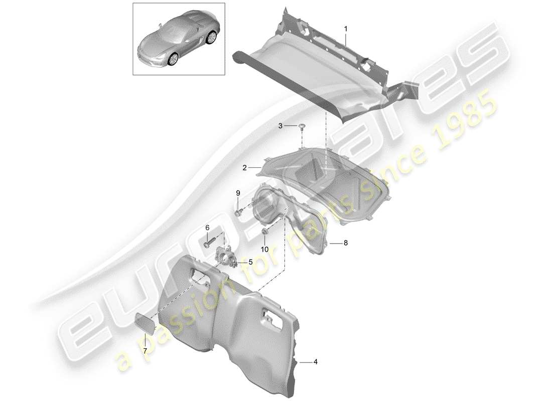porsche 2016 (981 boxster spyder) schéma des pièces des garnitures
