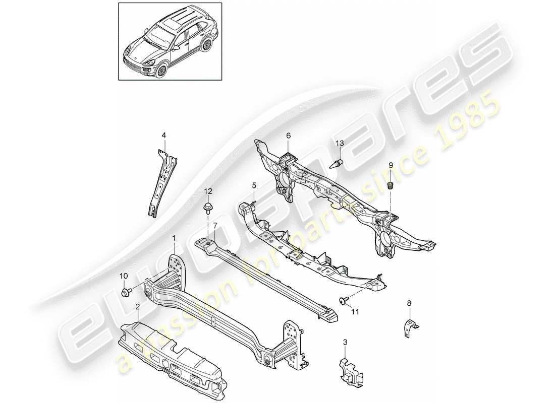 porsche 2013 (cayenne e2 92a) support schéma des pièces