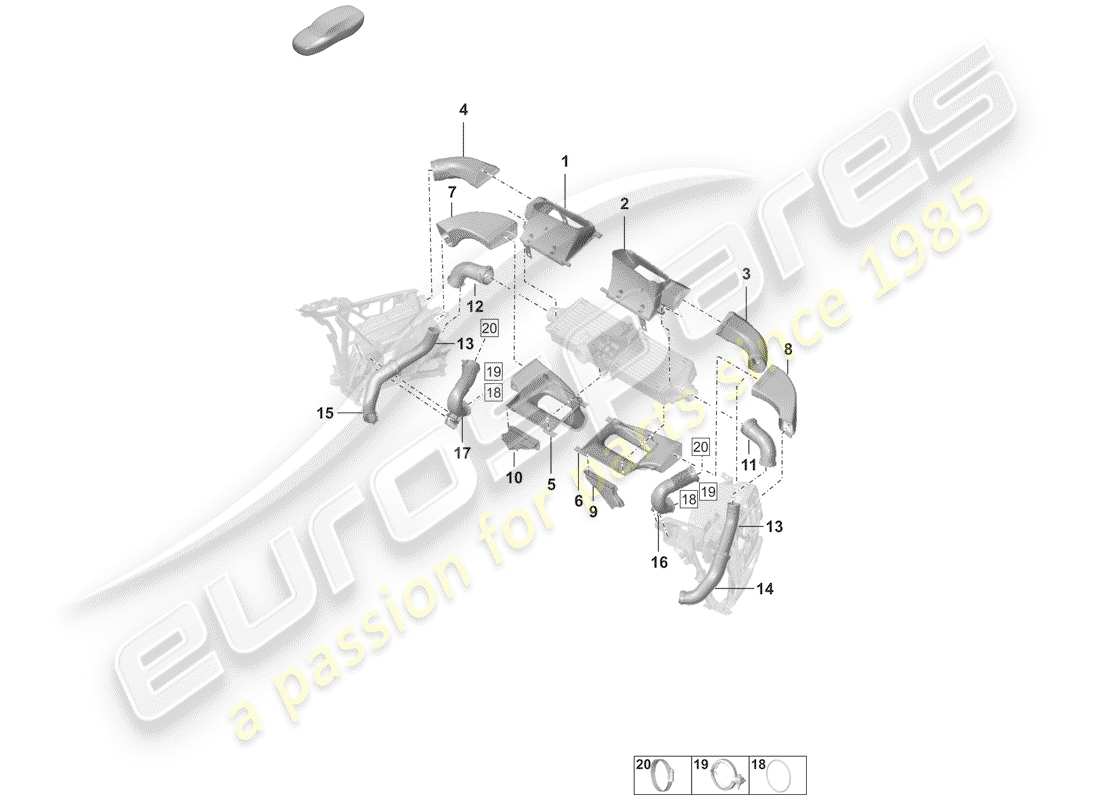 porsche 2019 (992-1) refroidisseur d'air de charge schéma des pièces