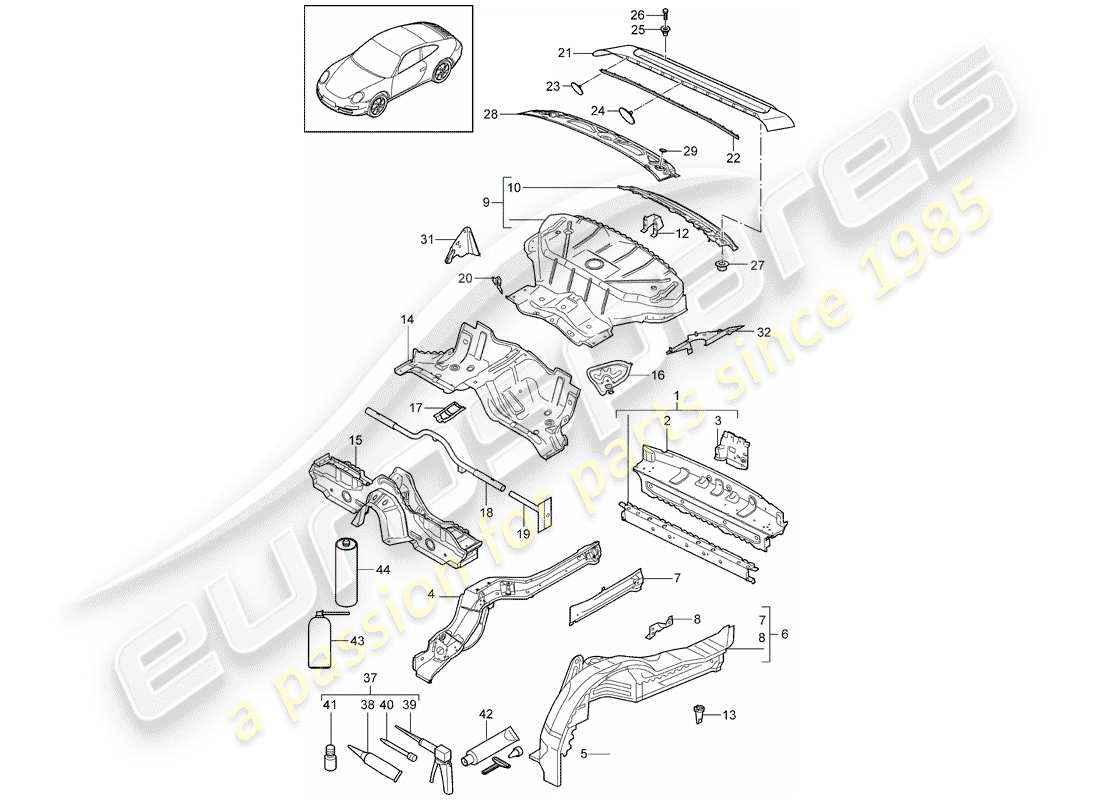 porsche 2012 (997-2) schéma des pièces arrière