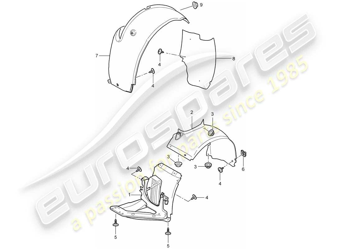 porsche 2008 (997-1 turbo / gt2) garnitures schéma des pièces