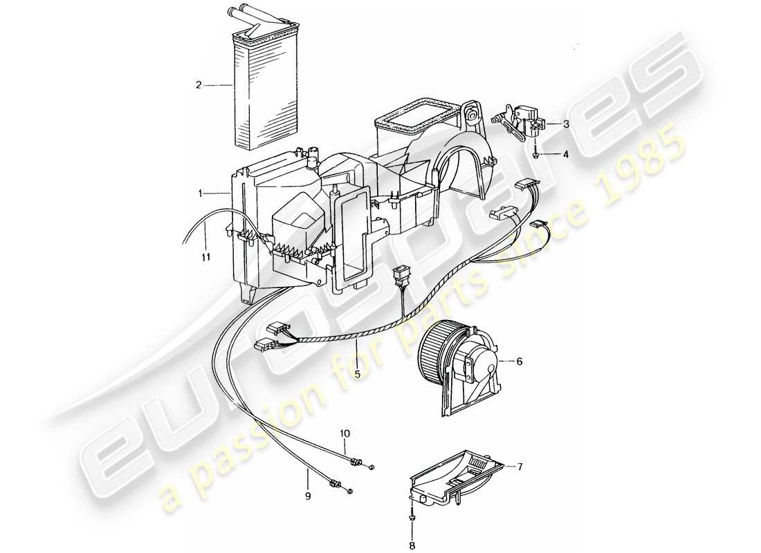 porsche 1998 (996) chauffage - pièces individuelles schéma des pièces