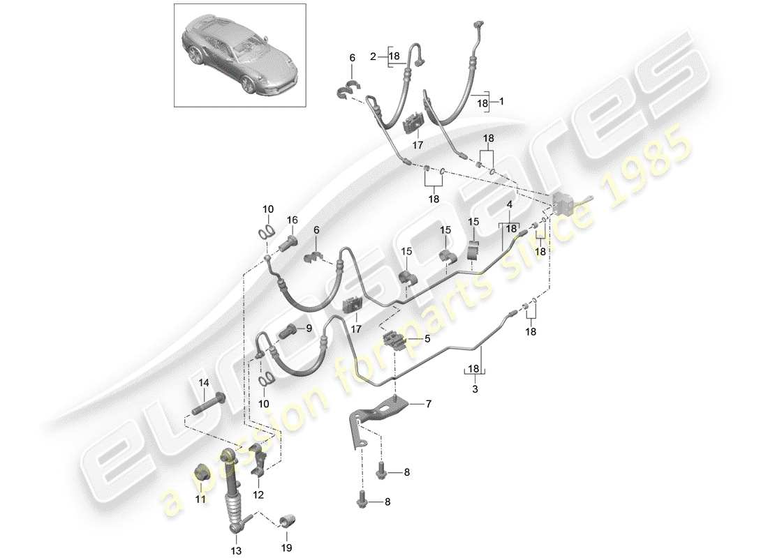 porsche 2017 (991-2 turbo) conduite hydraulique schéma des pièces