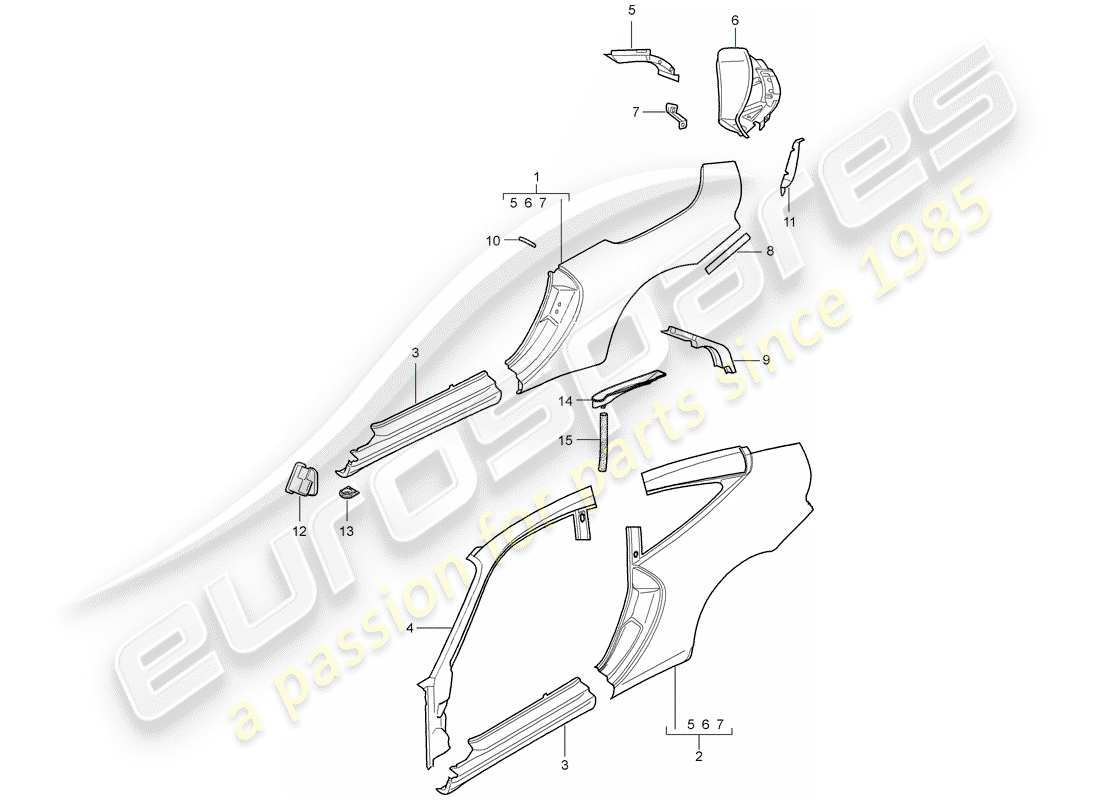 porsche 2000 (996) panneau latéral schéma des pièces