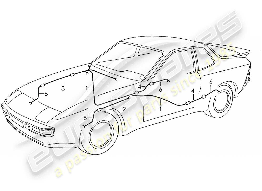 porsche 1990 (944) faisceau de cablage - système de frein antiblocage. -abs- - indicateur d'usure des plaquettes de frein