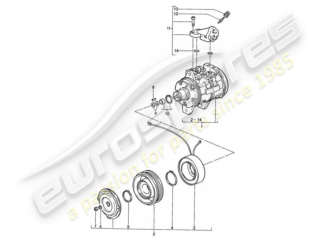 porsche 1994 (968) diagramme des pièces du compresseur