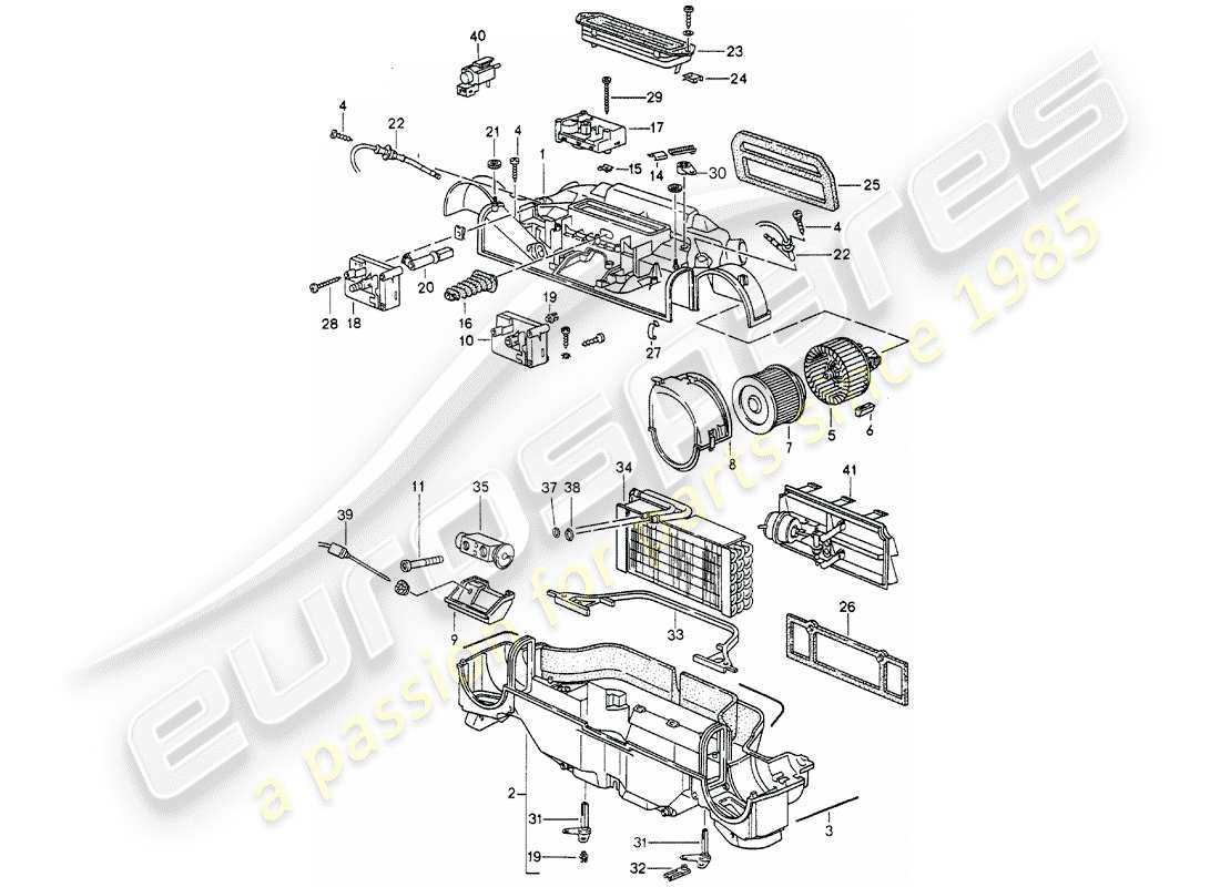 porsche 1996 (993) chauffage - climatiseur - pièces individuelles schéma des pièces