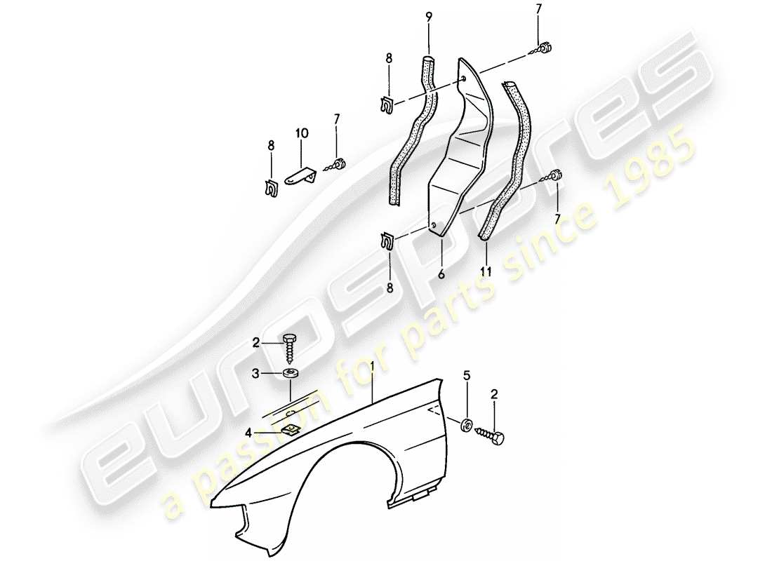 porsche 1987 (924s) diagramme des pièces fender