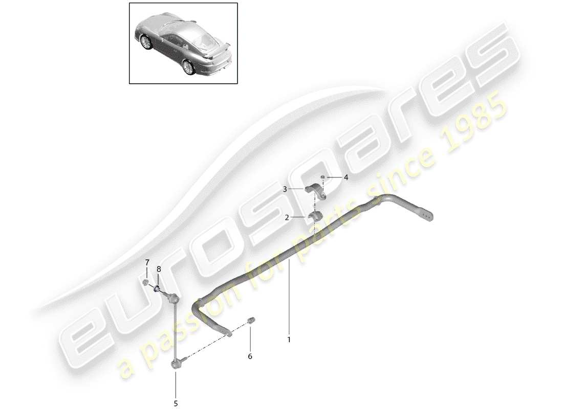 porsche 2017 (991-2 r/gt3/rs) stabilisateur schéma des pièces