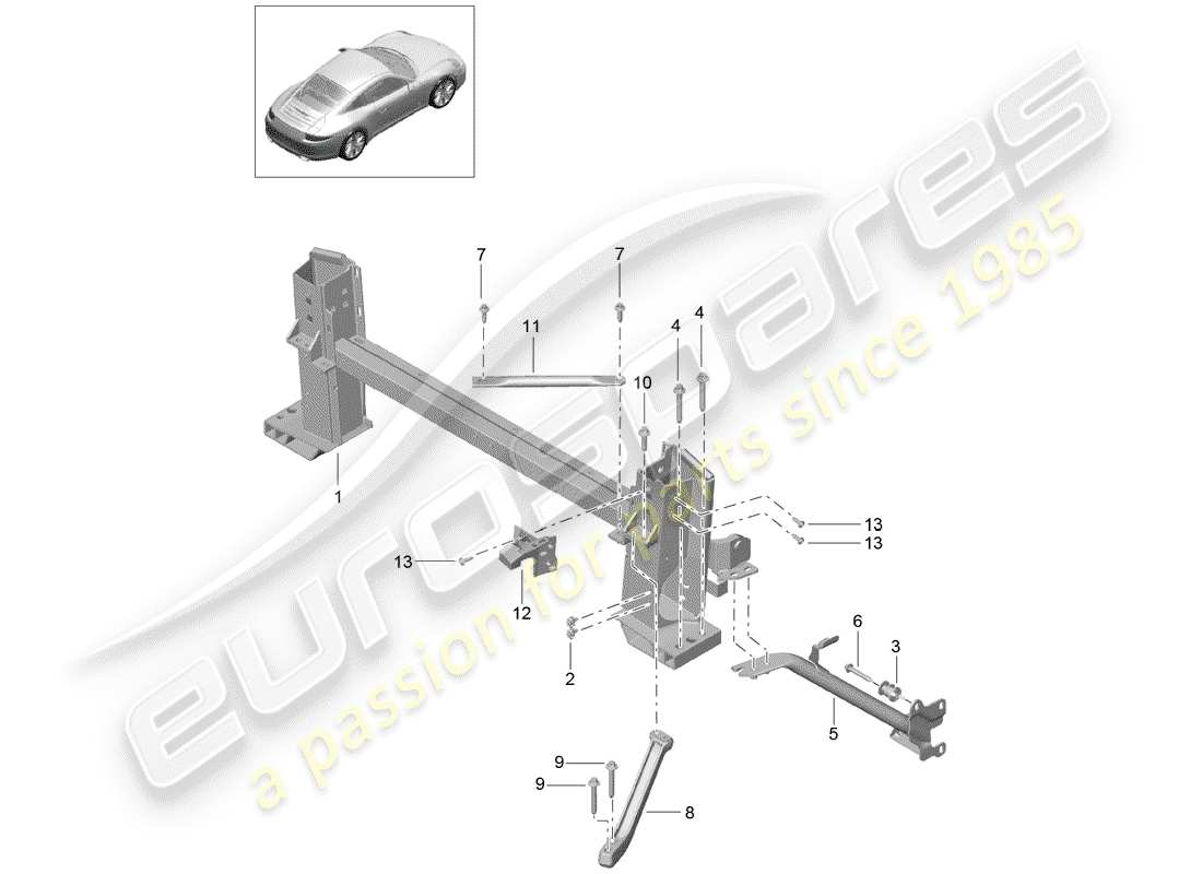 porsche 2012 (991-1) cadre de retenue schéma des pièces