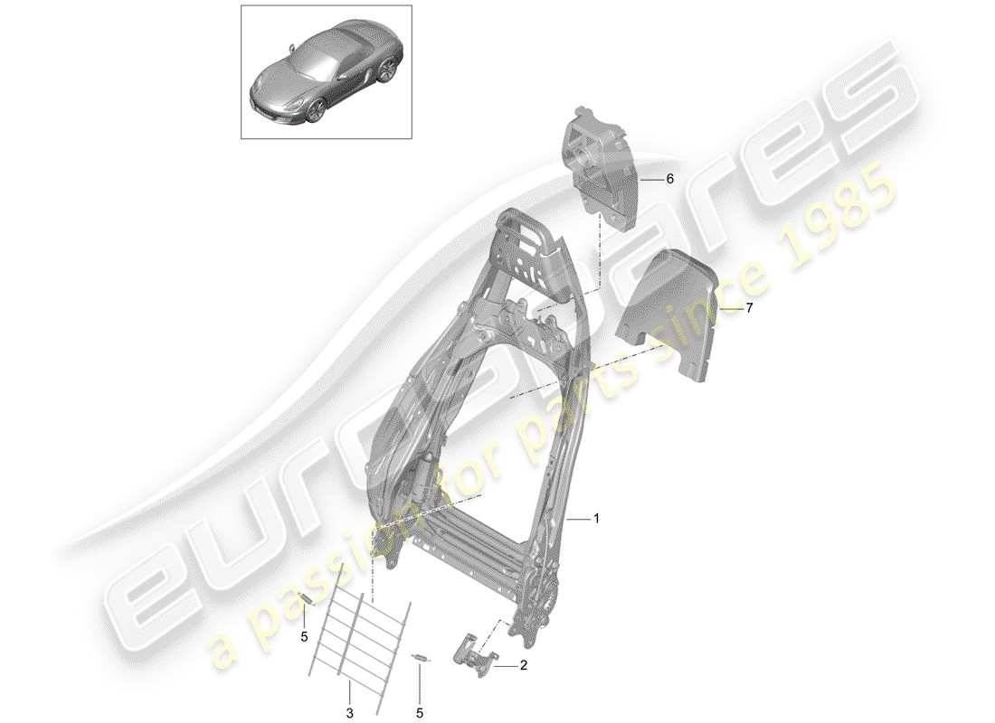 porsche 2016 (981 boxster) cadre de dossier schéma des pièces
