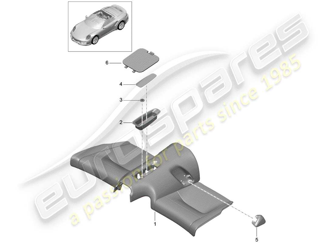 porsche 2020 (991-2 turbo) coussin de siège arrière schéma des pièces