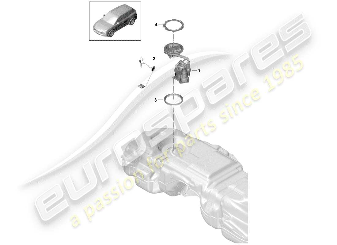 porsche 2018 (cayenne e3 9ya/9yb) réservoir d'essence schéma des pièces