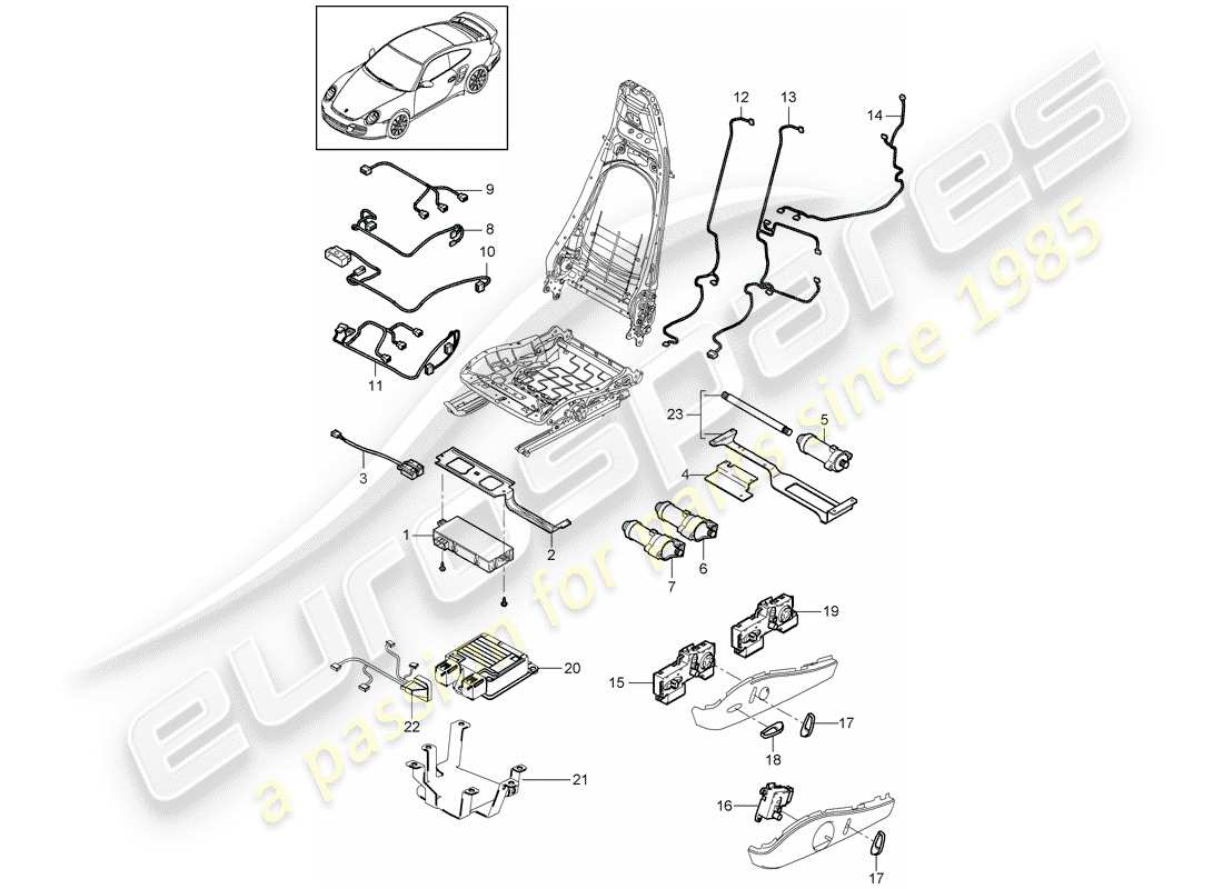 porsche 2011 (997-2 turbo / gt2 rs) faisceau de câblage schéma des pièces